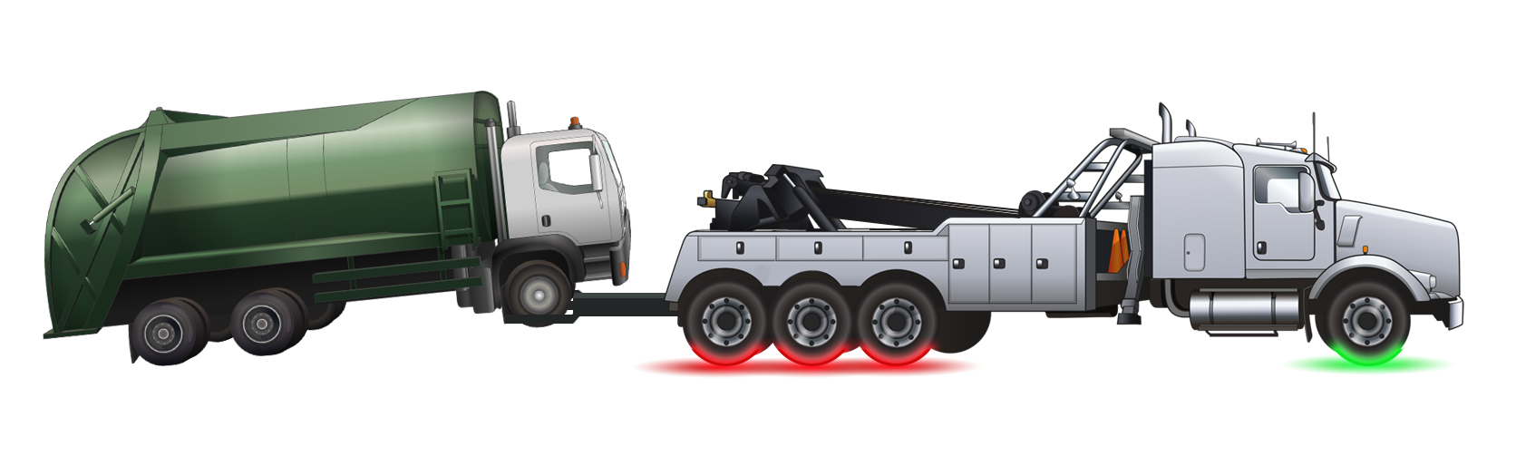 TOW TRUCK AND GARBAGE TRUCK